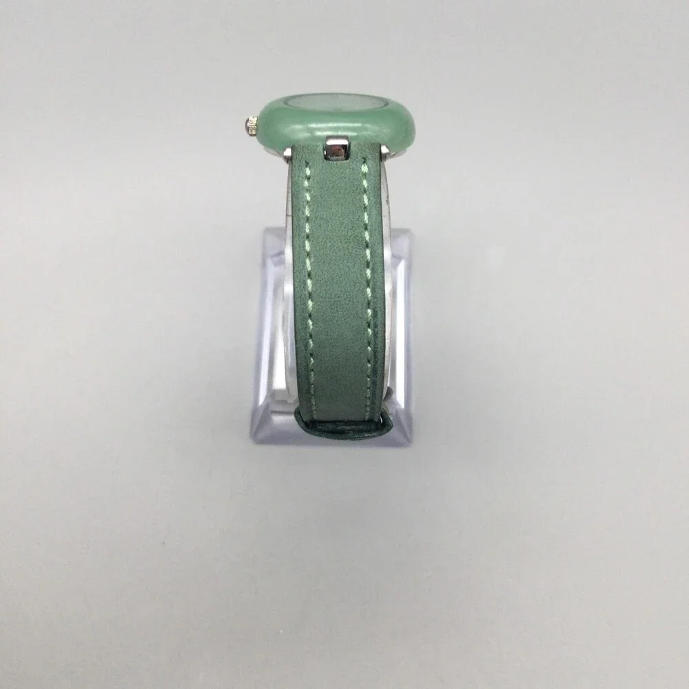 Womens Watch 24mm Green Dial Sterling 925 Case Green Leather Strap New Battery
